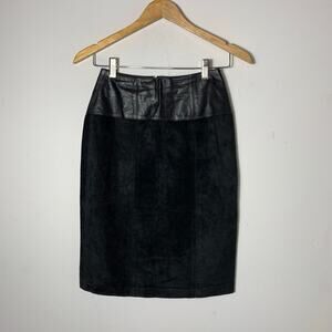 Womens Vintage Toffs Leather and Suede Black Pencil Skirt Size 2 EUC!